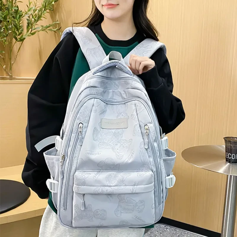 Cute Bears Print Backpack Fashion Versatile Large Capacity Travel Bags Women