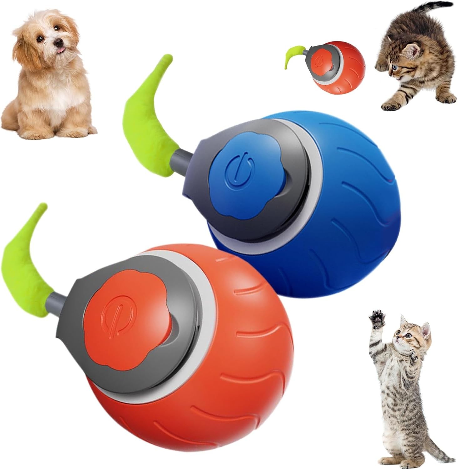 Speedy Tail 2.0 - Interactive Electric Rolling Ball with Teasing Tail – Smart Cat Toy for Indoor & Outdoor Fun 🎉🐱