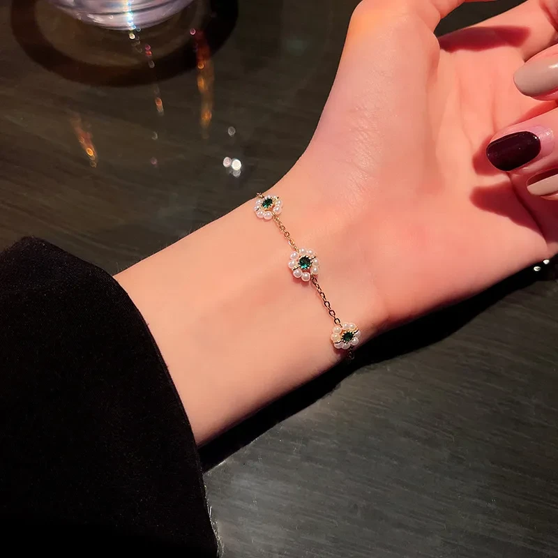 Pearl Flowers Bracelet All-match Fashion Adjustable Chain Bracelet