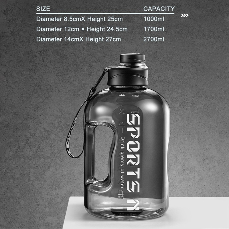 2.7/1.7L Insulated Water Bottle with Straw – Leakproof Fitness Bottle for Gym, Travel, Hiking, and Camping
