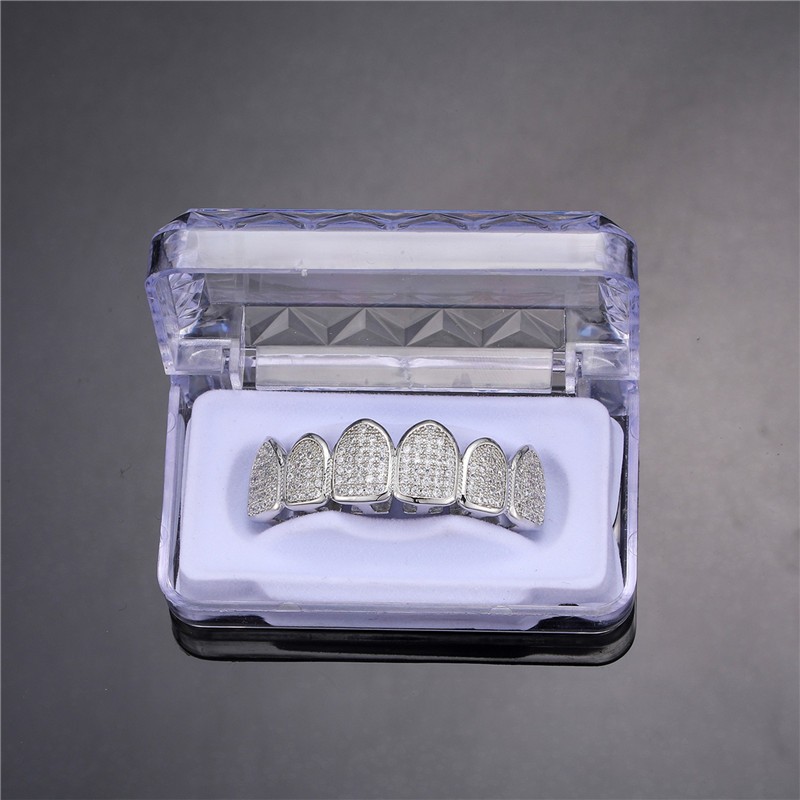 Feel Style Cool Teeth Grillz Set for Unisex – Cubic Zirconia Stone Top & Bottom Grillz,