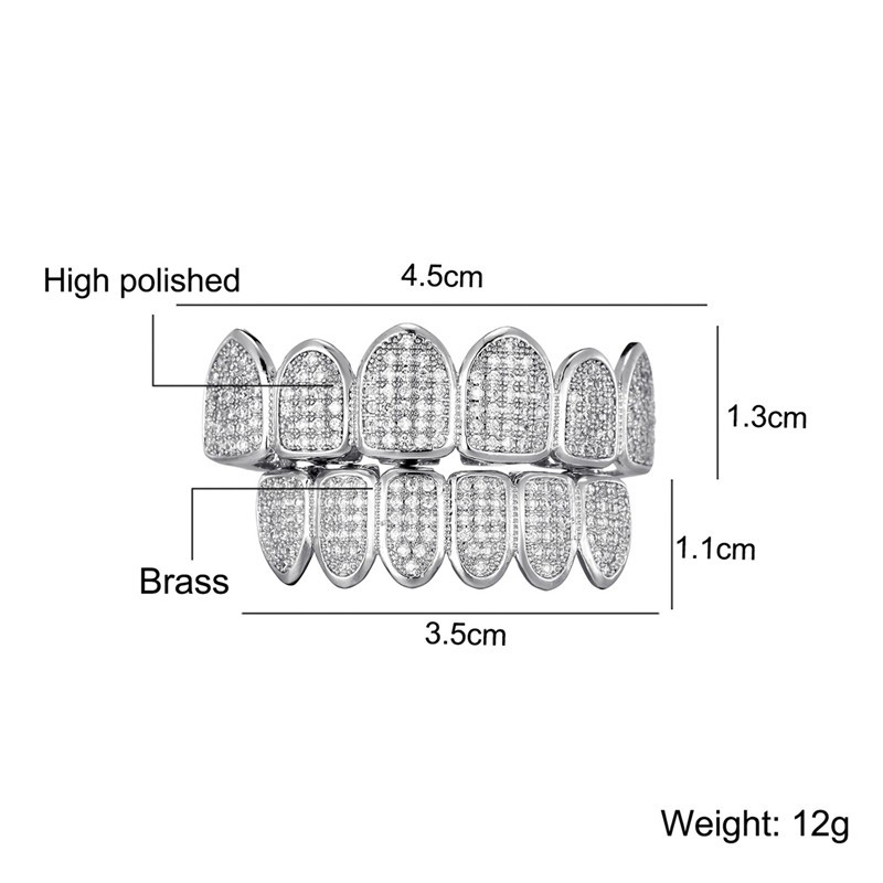 Feel Style Cool Teeth Grillz Set for Unisex – Cubic Zirconia Stone Top & Bottom Grillz,