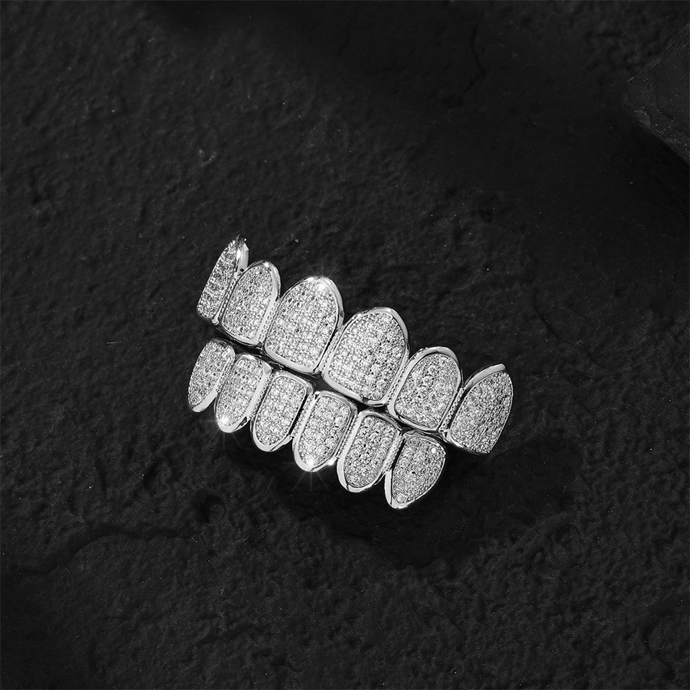 Feel Style Cool Teeth Grillz Set for Unisex – Cubic Zirconia Stone Top & Bottom Grillz,