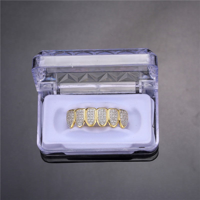 Feel Style Cool Teeth Grillz Set for Unisex – Cubic Zirconia Stone Top & Bottom Grillz,