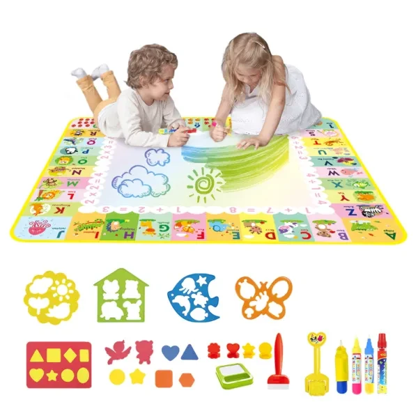 Coolplay Water Doodle Mat Coloring Drawing Mat with Reusable Magic Pens Montessori Painting Board Educational Toys Kids Gifts