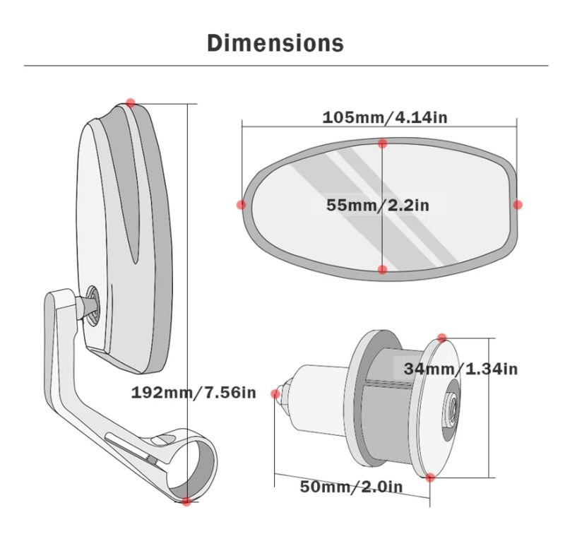Motorcycle Bar End Mirrors Motorbike Rearview Mirror