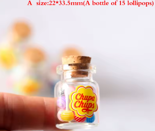 1/12 Dollhouse Miniature Food Dessert Sugar Lollipops With Case Holder Candys Kids Play Toys