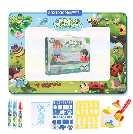 100x80CM Magic Water Drawing Mat Coloring Doodle With Reusable Magic Pens Montessori Painting Board Educational Toys Kids Gifts