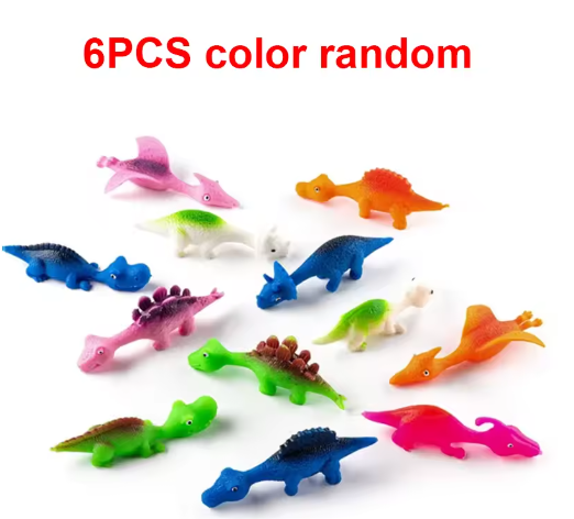 Novelty dinosaur finger slingshot sticky catapult toy 6/12/18PCS light rubber prank flying fun game stress relieving toy gifts