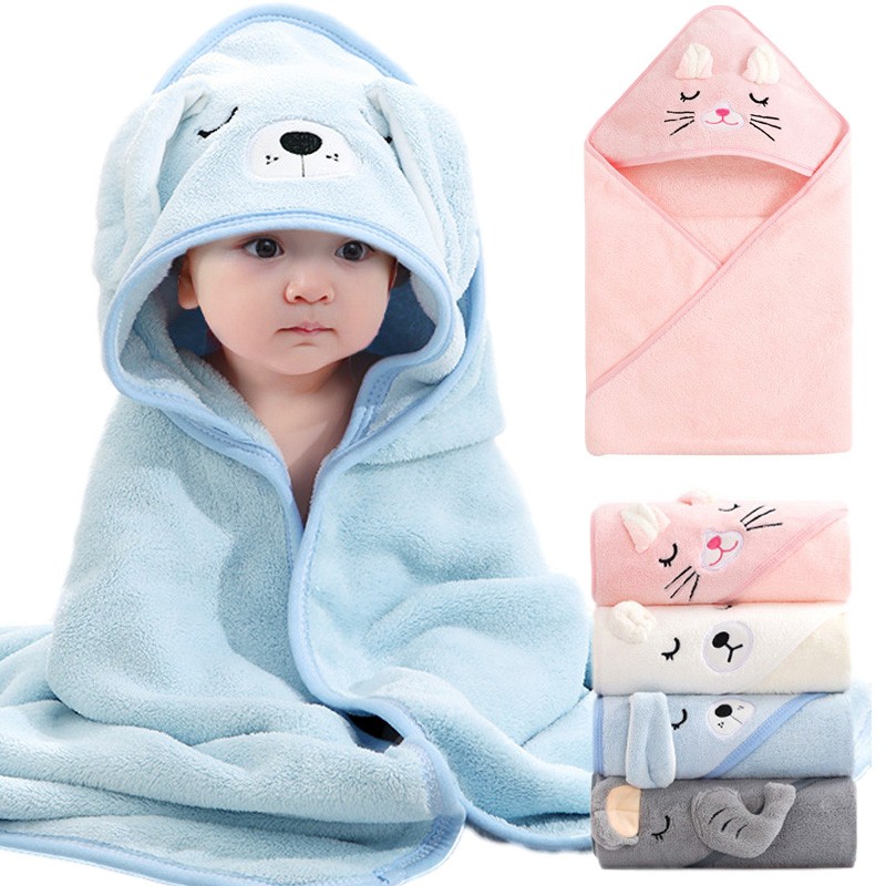 Cartoon Animal Baby Bath Towels – Soft Newborn Hooded Towel Blanket, Toddler Bathrobe