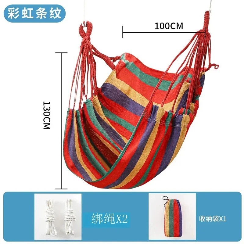 Colorful Striped Canvas Hammock Chair – Durable Indoor/Outdoor Camping Swing Seat