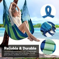 Colorful Striped Canvas Hammock Chair – Durable Indoor/Outdoor Camping Swing Seat