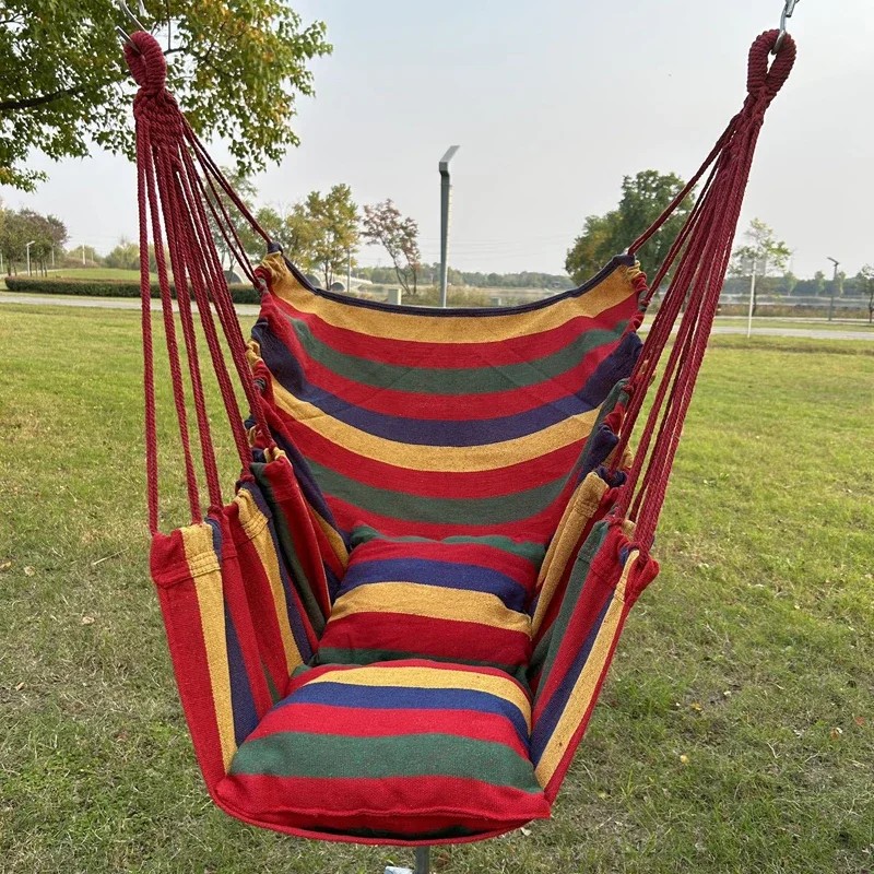 Colorful Striped Canvas Hammock Chair – Durable Indoor/Outdoor Camping Swing Seat