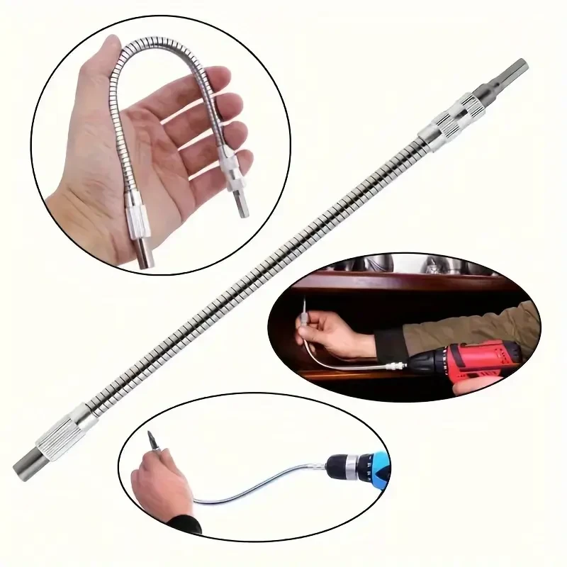 Flexible Electric Drill Shaft - 300mm Multi-Angle Drill Bit Extension with Magnetic Hex Shank for Electric Screwdrivers