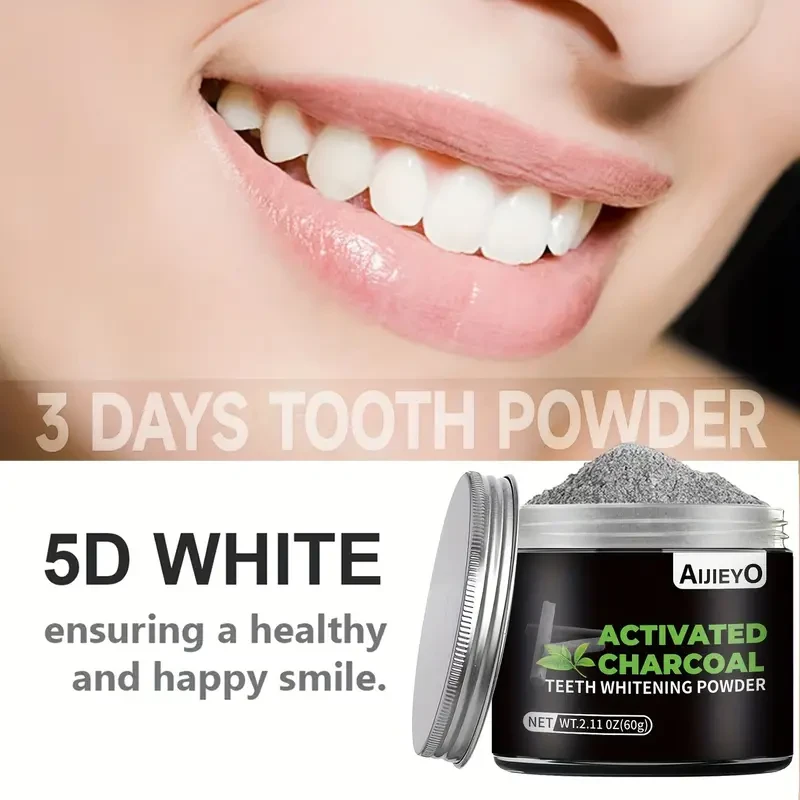 AIJIEYO Activated Charcoal Teeth Whitening Powder - Natural Tooth Polish for Deep Cleaning, Plaque Removal, and Fresh Breath