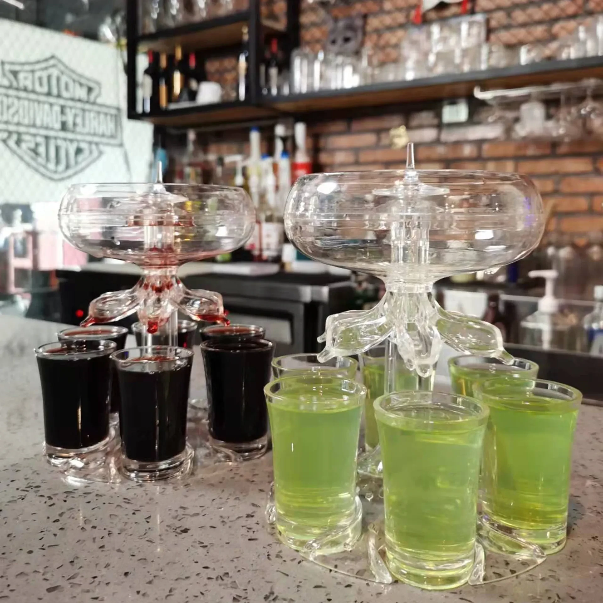 6-Shot Glass Dispenser Holder Wine Whisky Beer Dispenser Rack Bar Accessory Drinking Party Games Glass Dispenser