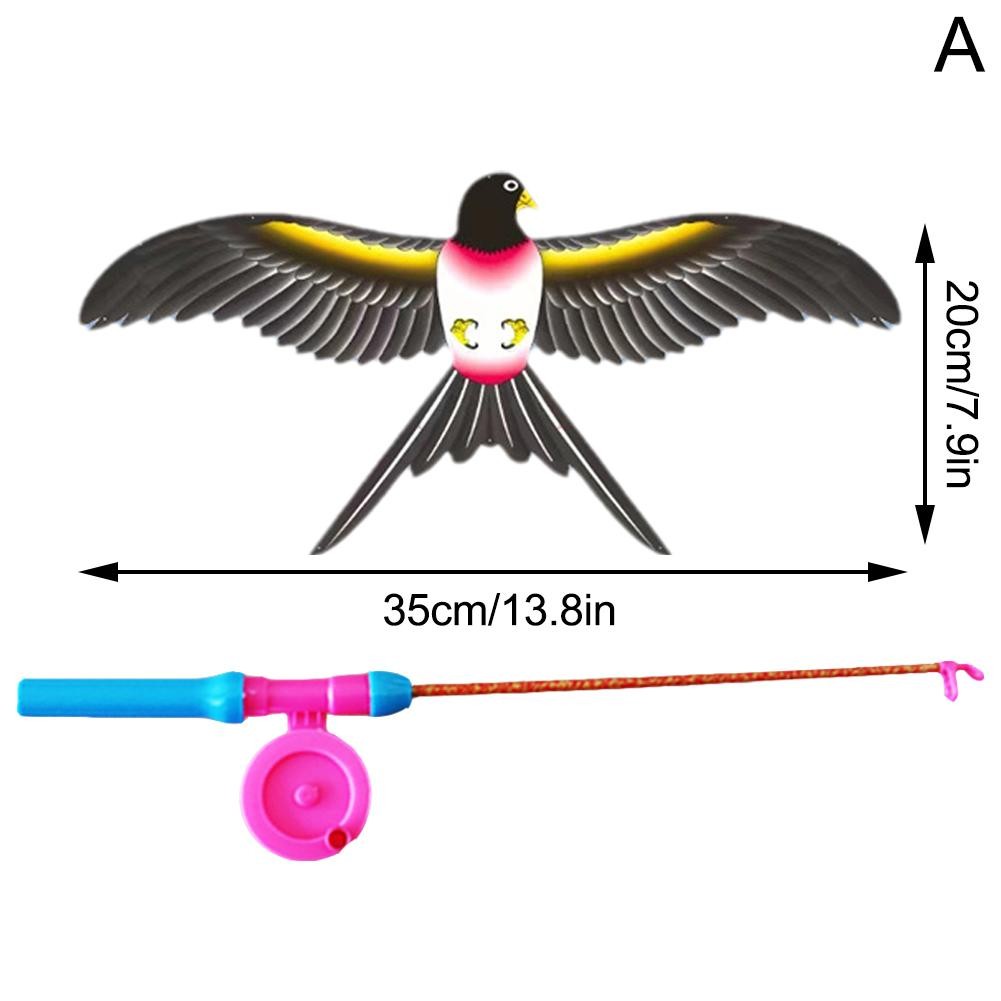 Children’s Kite Toy – Cartoon Eagle & Butterfly Foldable Mini Kite with Hand Brake & Fishing Rod