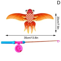 Children’s Kite Toy – Cartoon Eagle & Butterfly Foldable Mini Kite with Hand Brake & Fishing Rod