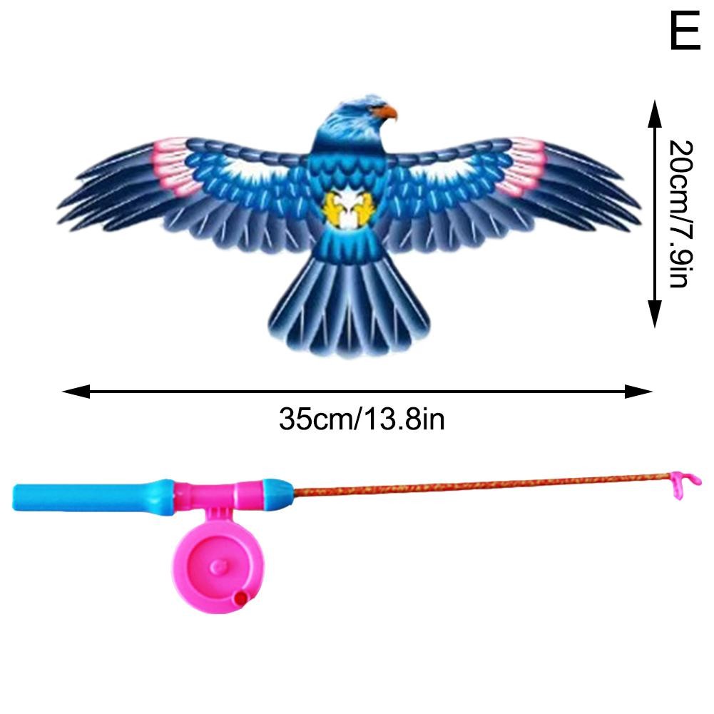 Children’s Kite Toy – Cartoon Eagle & Butterfly Foldable Mini Kite with Hand Brake & Fishing Rod