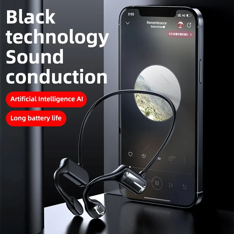 Bone Conduction Earphone, Wireless. Black