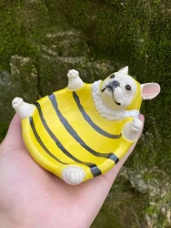 Cute French Bulldog Dish Handmade Pottery