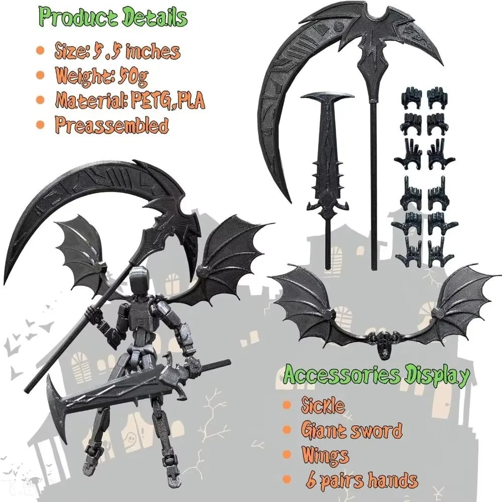 3D Printed Reaper Robot Model – Multi-Jointed Movable Desktop Decoration Action Figure
