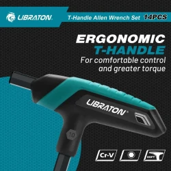 LIBRATON 14pcs T-handle Allen Wrench Set