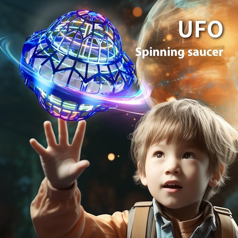 Flying Spinner, UFO Fingertip, Rechargeable Flying Gyroscope USB Toy, Blue