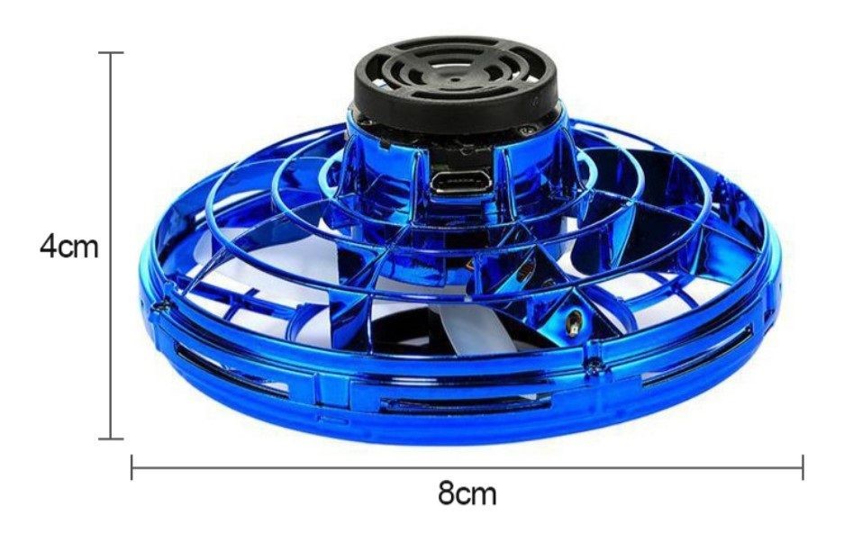 Flying Spinner, UFO Fingertip, Rechargeable Flying Gyroscope USB Toy, Blue