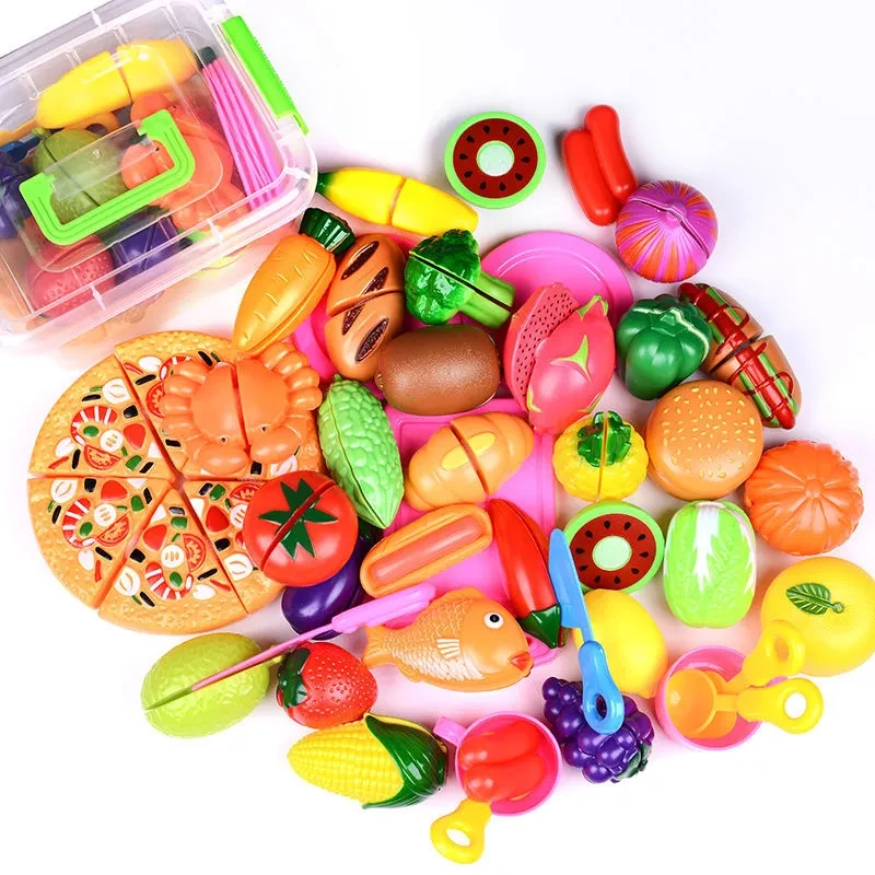 Simulated Kitchen Cutting Food Toys Cooking Pretend Play Plastic Parent-child Interaction Color Cognition Birthday Gift TMZ