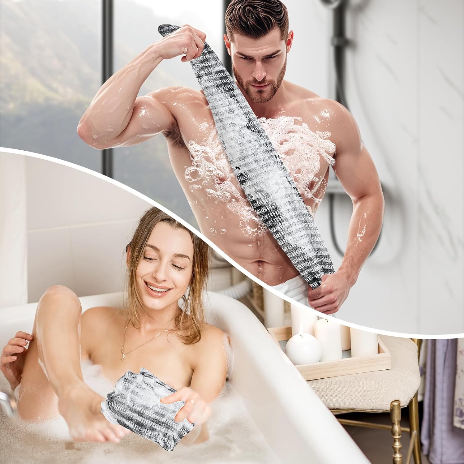 Exfoliating Shower Towel Marigold Yellow