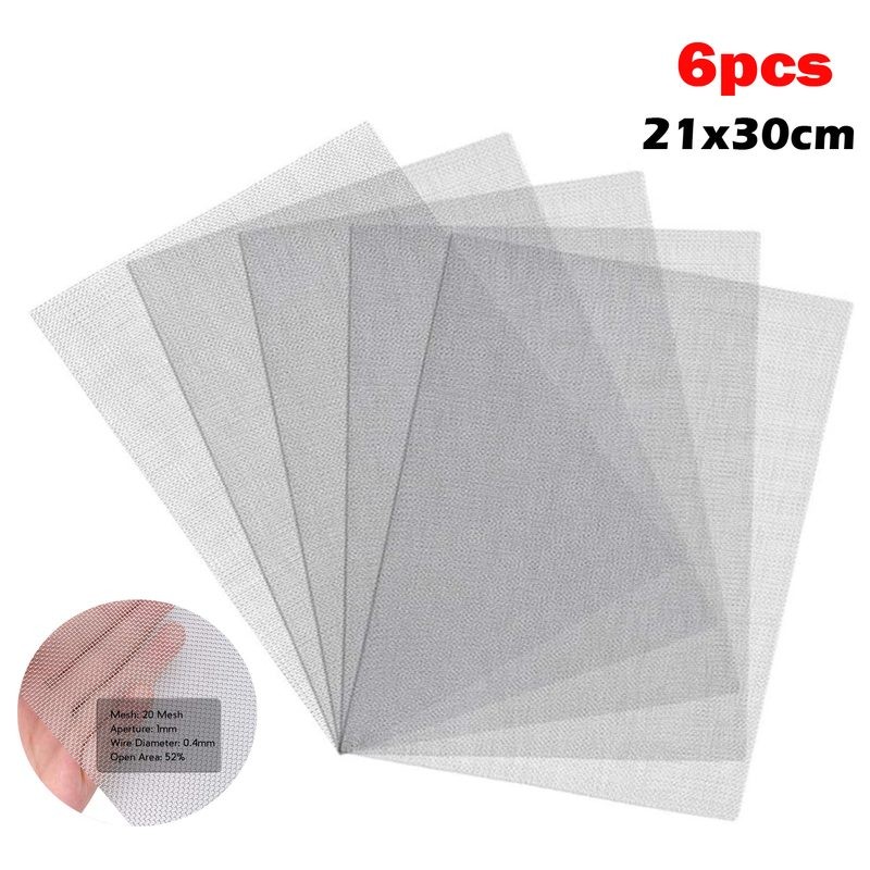 6pcs Metal Mesh Screen Sheets Steel Filter Plates