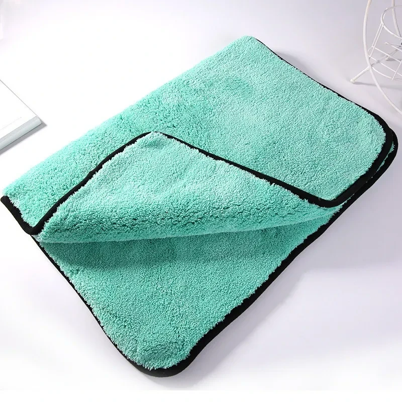 5pcs 40x40cm Microfiber Plush Car Wash Towels - Absorbent Dual-Sided Auto Detailing & Household Cleaning Rags