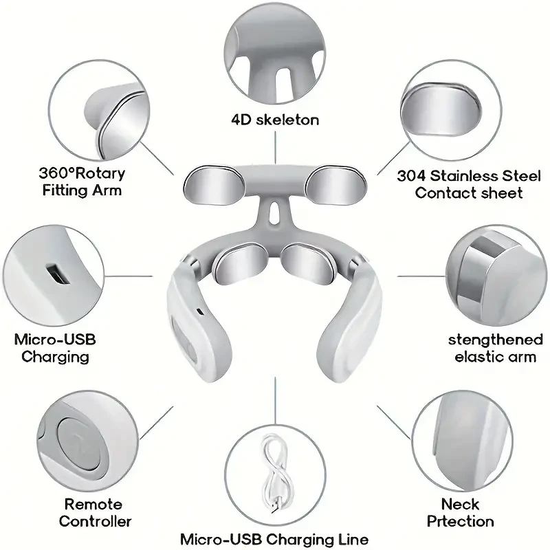 Portable USB Rechargeable Neck Massager - Deep Tissue Kneading for Neck & Shoulder Relief, Ideal Holiday Gift for Men & Women