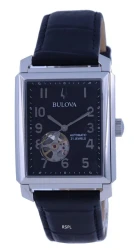 Bulova Sutton Open Heart Black Dial Leather Strap Automatic 96A269 Men's Watch