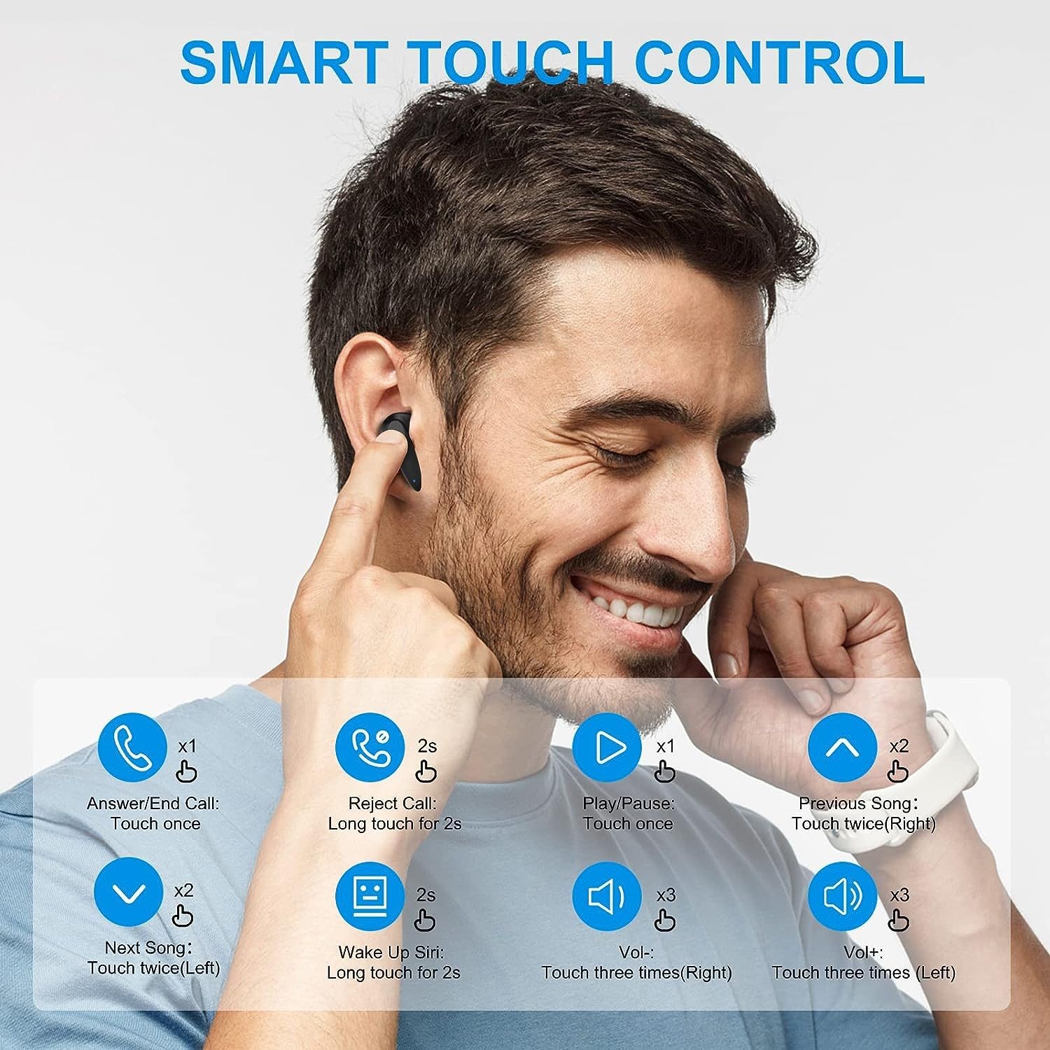 True Wireless Stereo Earbuds, HiFi Sound, Black.