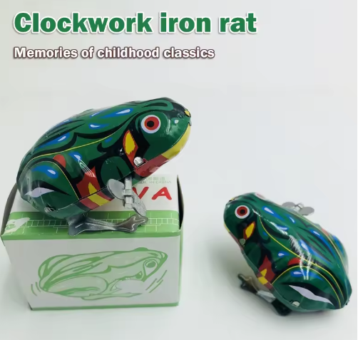 3PC Frog Wind Up Toys Retro Jumping Rabbit Rooster Clockwork Chain Iron Mouse Kids Toy Walking Animal Baby Educational Gift