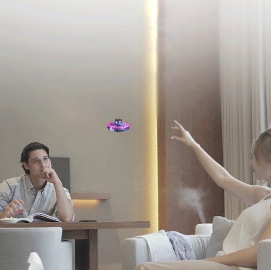 Flying Spinner, UFO Fingertip, Rechargeable Flying Gyroscope USB Toy, Red