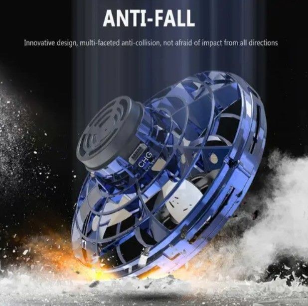 Flying Spinner, UFO Fingertip, Rechargeable Flying Gyroscope USB Toy, Red