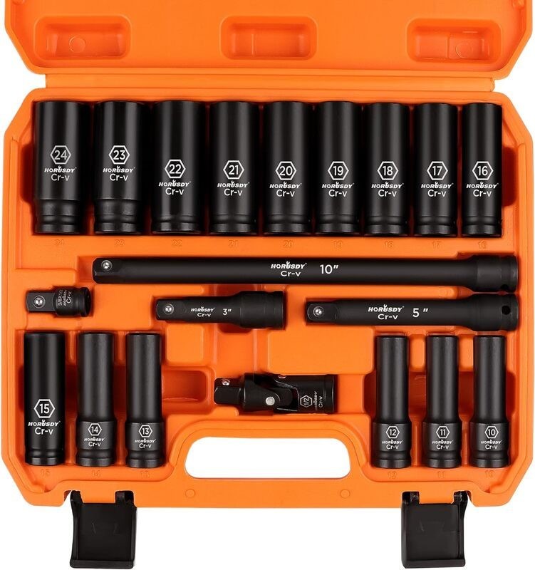 HORUSDY Deep Socket Set 1/2" Drive Extension Bars Adapter