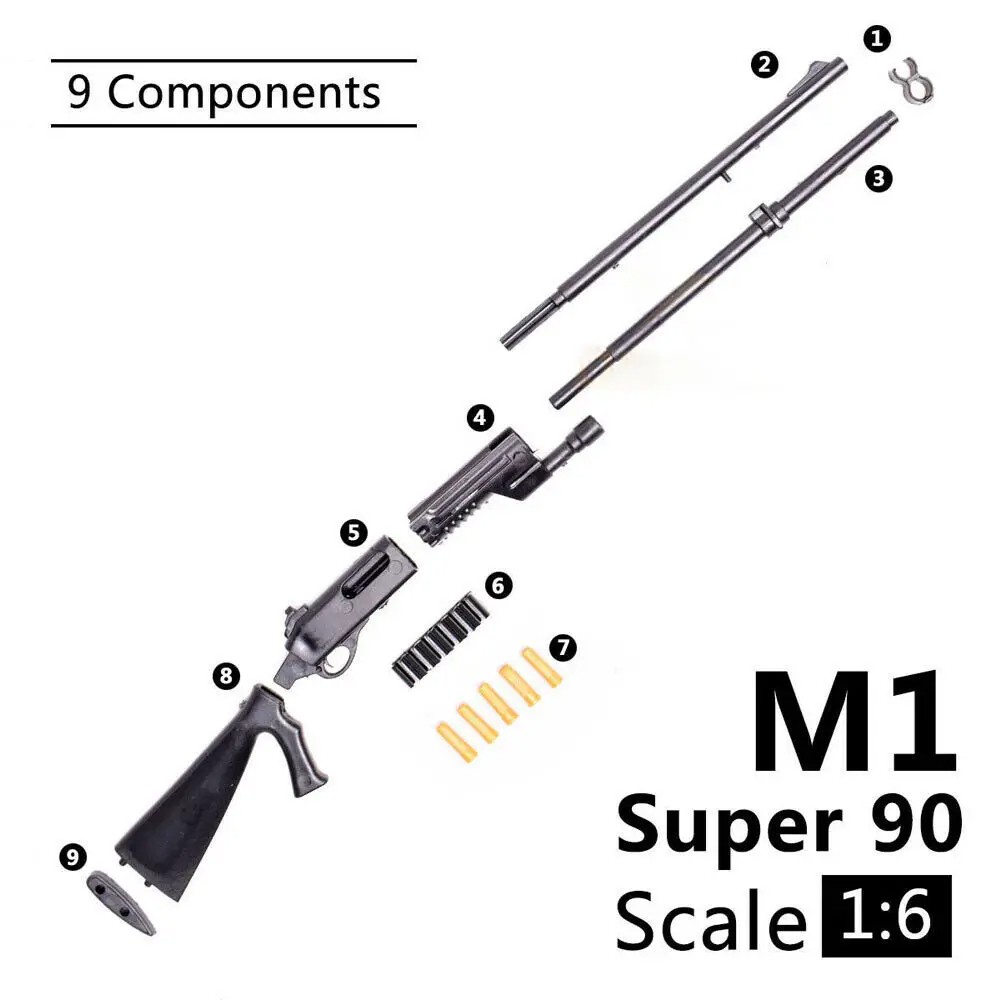 1:6 Weapon Model Benelli M1 Super 90 Shotgun – Assembly Model Building Bricks for Action Figures