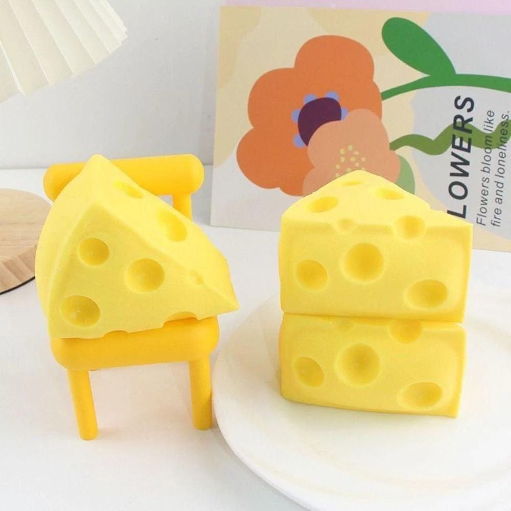 Squeeze Toy Simulation Cheese – Sticky Soft Decompressing Pinching Cheese