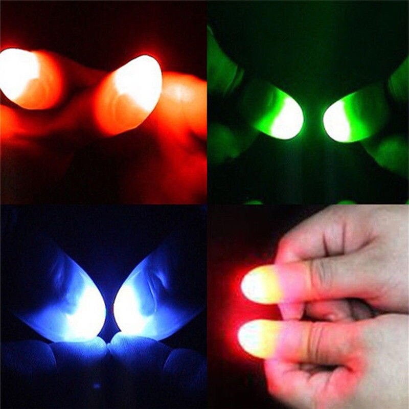 2 Pcs/Set Magic Thumbs Light Toys for Adults – Magic Trick Props, Blue LED Flashing Fingers