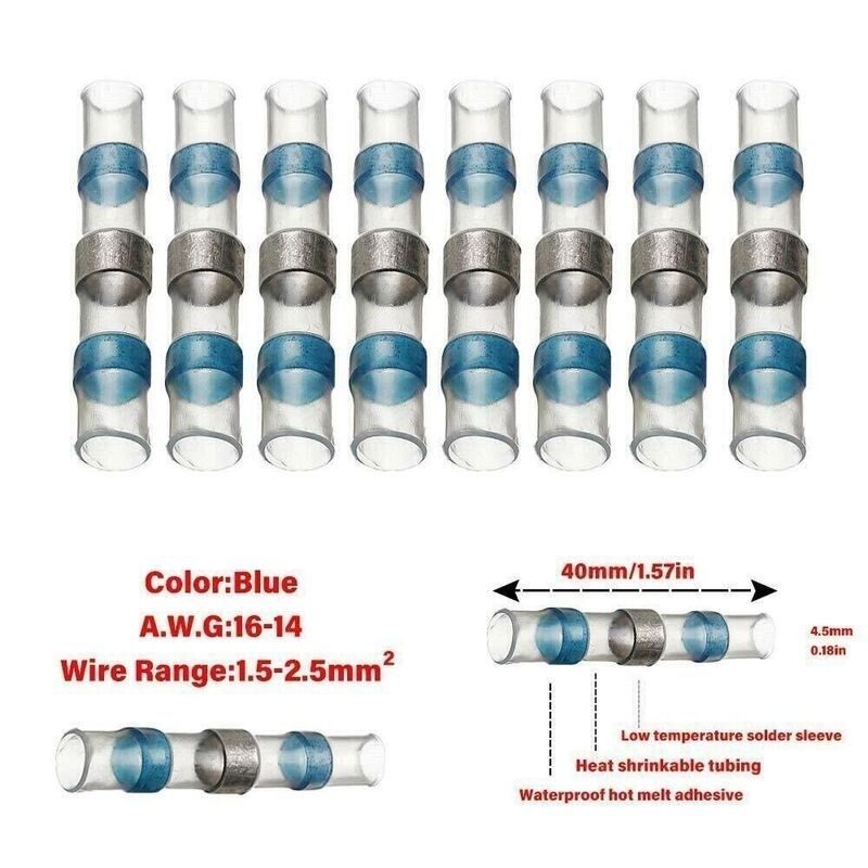 300pcs Solder Seal Sleeve Heat Shrink Butt Wire Connectors Terminals