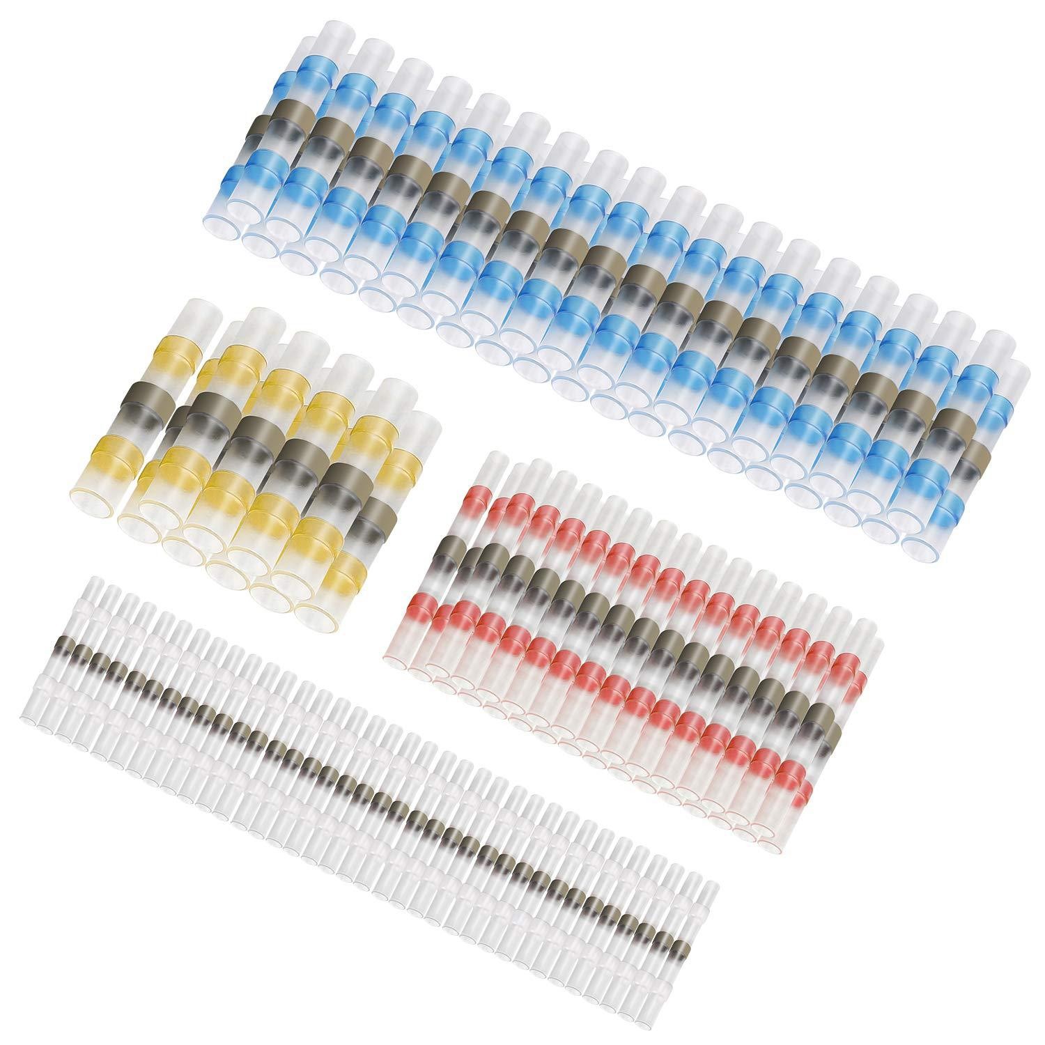 250pcs Solder Seal Sleeve Heat Shrink Butt Wire Connectors Terminals