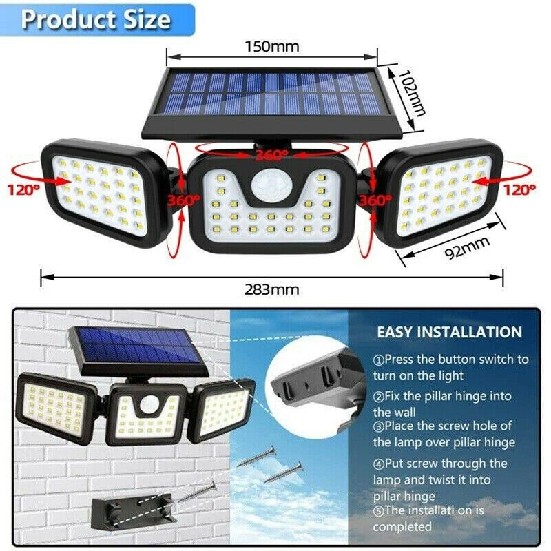 Solar Wall Lights Wall Security Flood Lamp