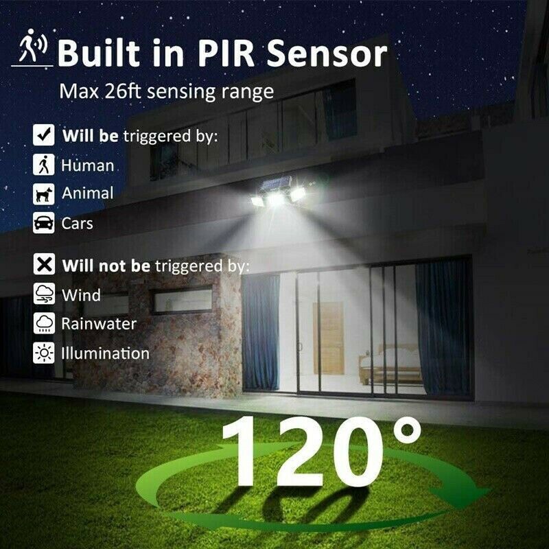 2 x Solar Wall Lights Wall Security Flood Lamp