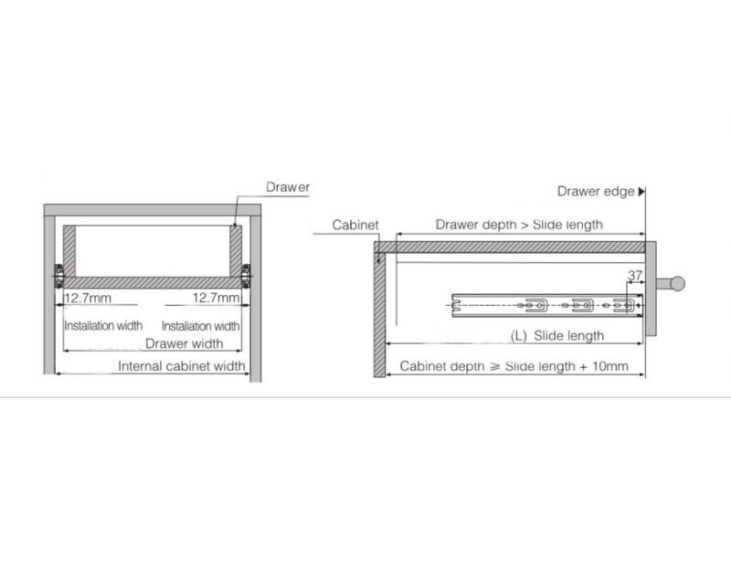 350mm Drawer Runner Soft Close
