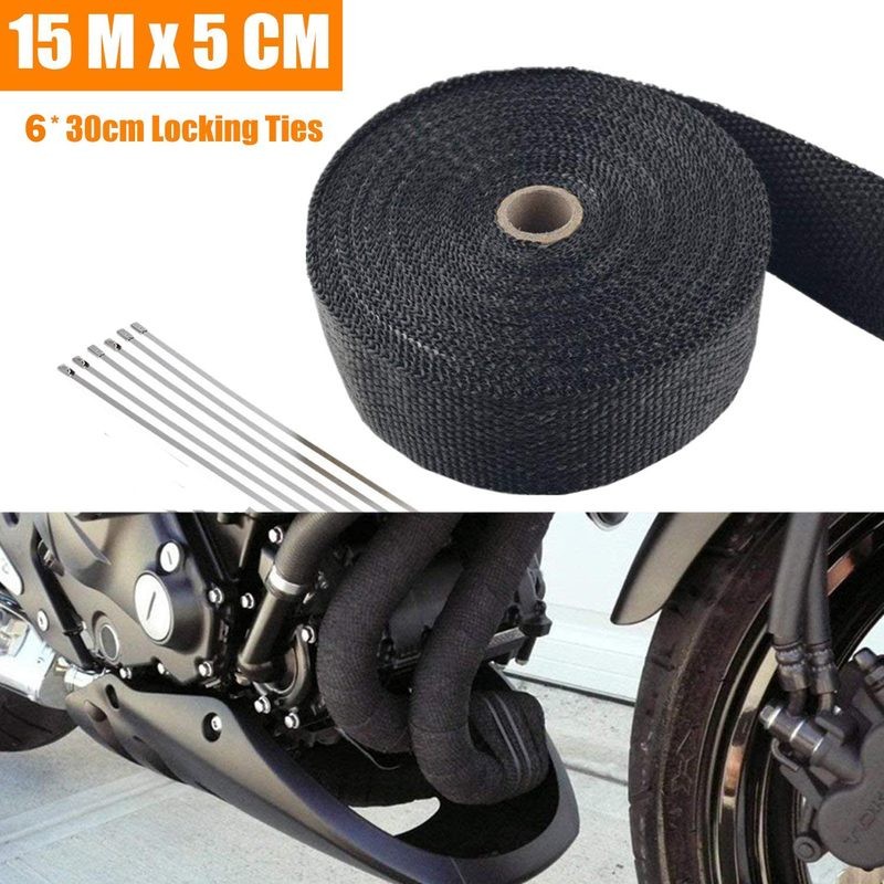 15m Exhaust Header Wrap+6 Stainless Steel Ties