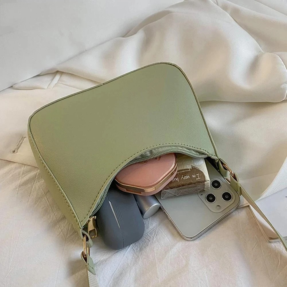 Women's Fashion Handbags – Retro Solid Color PU Leather Shoulder Underarm Bag